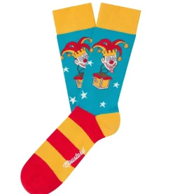 Strümpfe & Socken|Socken & Unterwäsche*Moustard 6 Paar Jack in the Box Baumwoll-Socken Schachtel-Teufel Design gestreifte lange Strümpfe 20S-JACK Rot/Gelb/Blau