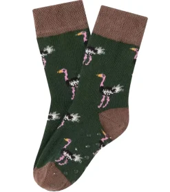 Strümpfe & Socken|Kinder-Unterwäsche*Moustard 6 Paar Kinder Baumwoll-Socken mit Straußen Allover-Print gemusterte Stopper-Socken Baby-Socken 20S-OSTR-1224 Hellbraun/Grün/Rosa