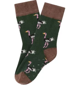 Strümpfe & Socken|Kinder-Unterwäsche*Moustard 1 Paar Kinder Baumwoll-Socken mit Straußen Allover-Print gemusterte Stopper-Socken Baby-Socken 20S-OSTR-012 Braun/Grün/Rosa