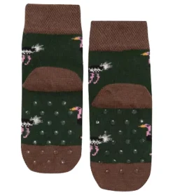 Strümpfe & Socken|Kinder-Unterwäsche*Moustard 1 Paar Kinder Baumwoll-Socken mit Straußen Allover-Print gemusterte Stopper-Socken Baby-Socken 20S-OSTR-012 Braun/Grün/Rosa