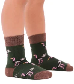 Strümpfe & Socken|Kinder-Unterwäsche*Moustard 1 Paar Kinder Baumwoll-Socken mit Straußen Allover-Print gemusterte Stopper-Socken Baby-Socken 20S-OSTR-1224 Hellbraun/Grün/Rosa