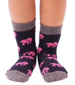 Strümpfe & Socken|Kinder-Unterwäsche*Moustard 6 Paar Kinder-Socken aus Baumwolle Stopper-Socken mit Elefanten-Print Kleinkinder-Socken 20S-ELEP Schwarz/Rosa/Grau