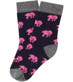 Strümpfe & Socken|Kinder-Unterwäsche*Moustard 1 Paar Kinder-Socken aus Baumwolle Stopper-Socken mit Elefanten-Print Kleinkinder-Socken 20S-ELEP Schwarz/Rosa/Grau