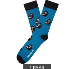 Strümpfe & Socken|Socken & Unterwäsche*Moustard 1 Paar Manekineko Baumwoll-Socken mit Katzen gemusterte lange Strümpfe 22S-MANEKI Blau/Schwarz