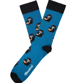 Strümpfe & Socken|Socken & Unterwäsche*Moustard 1 Paar Manekineko Baumwoll-Socken mit Katzen gemusterte lange Strümpfe 22S-MANEKI Blau/Schwarz