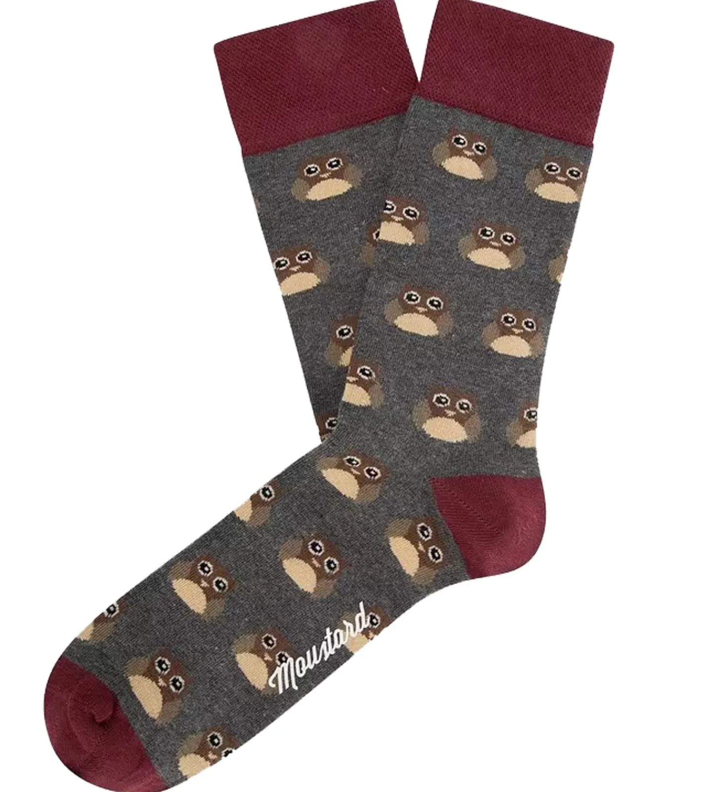 Strümpfe & Socken|Kinder-Unterwäsche*Moustard 6 Paar Owl Baumwoll-Socken mit Eulen-Allover-Print gemusterte lange Strümpfe 20S-OWL Grau/Rot/Beige