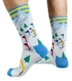 Strümpfe & Socken|Unterwäsche & Socken*Moustard 6 Paar Ski Herren Baumwoll-Socken mit Skipisten-Print gemusterte lange Strümpfe 17S-SKI Weiß/Hellblau/Rot/Grün
