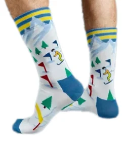 Strümpfe & Socken|Unterwäsche & Socken*Moustard 6 Paar Ski Herren Baumwoll-Socken mit Skipisten-Print gemusterte lange Strümpfe 17S-SKI_02 Weiß/Dunkelblau/Rot/Grün
