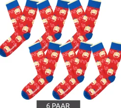 Strümpfe & Socken|Socken & Unterwäsche*Moustard 6 Paar Sumo Baumwoll-Socken mit Sumoringern gemusterte lange Strümpfe 22S-SUMO Rot/Blau
