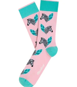 Strümpfe & Socken|Socken & Unterwäsche*Moustard 1 Paar Zebra Baumwoll-Socken mit Zebras gemusterte lange Strümpfe 19S-ZEB Rosa/Grau/Grün