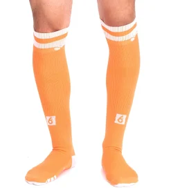 Strümpfe & Socken|Sportunterbekleidung*Outfitter 1 Paar OCEAN FABRICS Tahi Fußball-Stutzen Knie-Strümpfe für Damen und Herren klassische Sport-Socken OUT-U-3029-OTW in Orange oder Grün