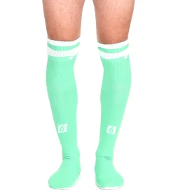 Strümpfe & Socken|Sportunterbekleidung*Outfitter 1 Paar OCEAN FABRICS Tahi Fußball-Stutzen Knie-Strümpfe für Damen und Herren klassische Sport-Socken OUT-U-3029-OTW in Orange oder Grün