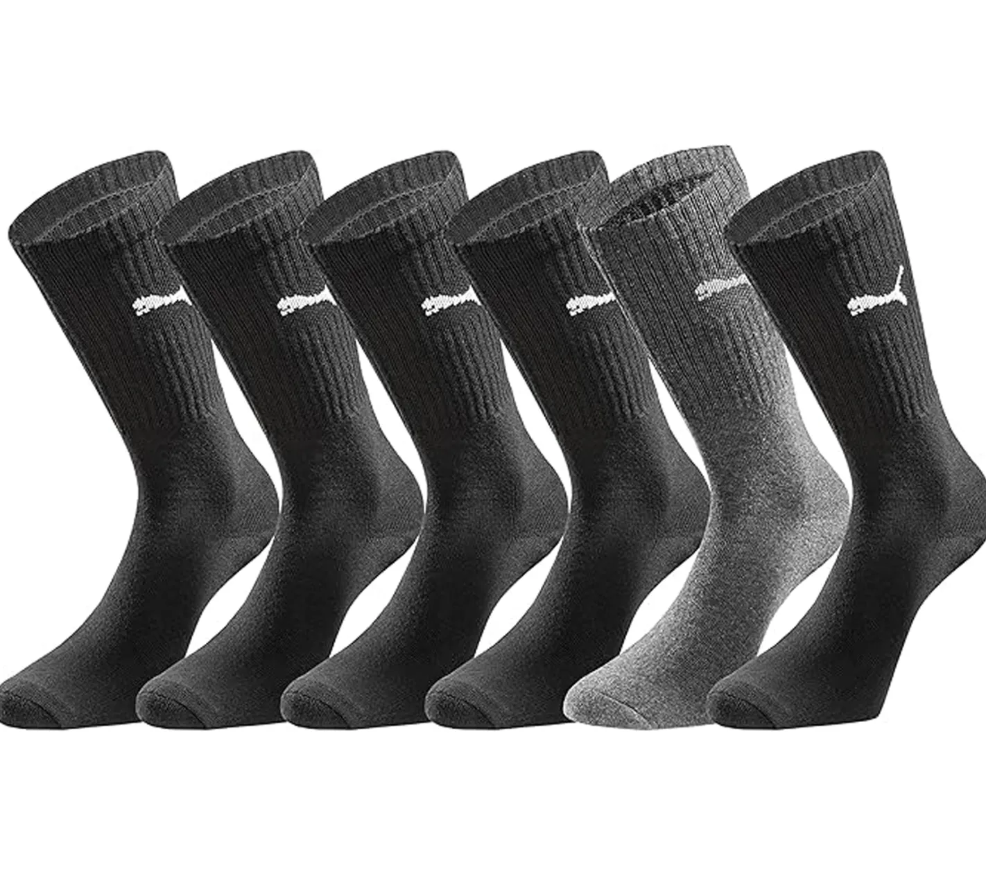 Strümpfe & Socken|Socken & Unterwäsche*PUMA 6 Paar Sport-Strümpfe mit gepolsterten Fußbereich Tennissocken atmungsaktive Socken extra weicher Bund 701224759 Schwarz/Anthrazit/Grau