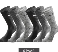Strümpfe & Socken|Socken & Unterwäsche*PUMA 6 Paar Sport-Strümpfe mit gepolsterten Fußbereich Tennissocken atmungsaktive Socken extra weicher Bund 701224759 002 Schwarz/Anthrazit/Grau meliert