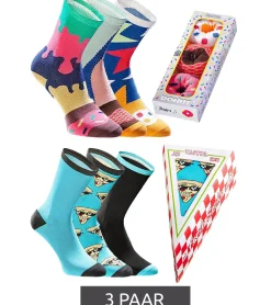 Strümpfe & Socken|Socken & Unterwäsche*TASTIQ 3 Paar Baumwoll-Socken mit Print lange Strümpfe in stylischer Geschenkbox Tas/1/CSX3 mit oder Donut Print Pizza
