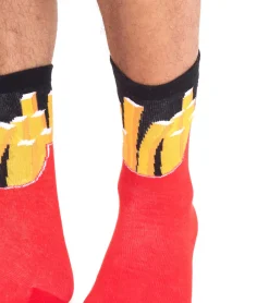 Strümpfe & Socken|Socken & Unterwäsche*TASTIQ 2 Paar Baumwoll-Socken mit Print lange Strümpfe in Geschenkbox TAS/1/CSX2 mit Pommesdruck oder mit Latte Macchiato Print