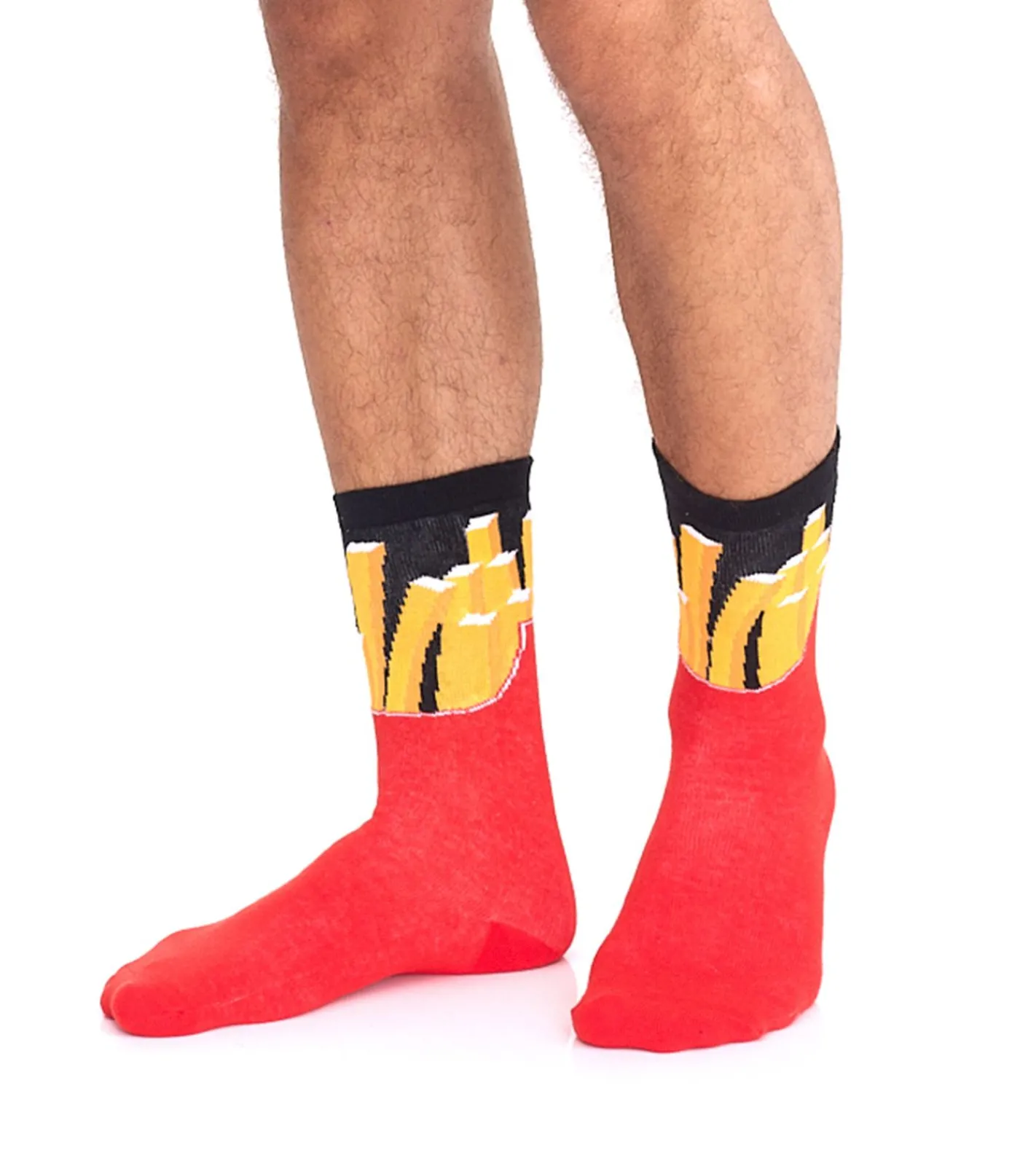 Strümpfe & Socken|Socken & Unterwäsche*TASTIQ 4 Paar Baumwoll-Socken mit Pommes-Print lange Strümpfe in stylischer Pommestüten-Geschenkbox TAS/1/CSX2/FRI Rot/Gelb/Schwarz/Hellblau