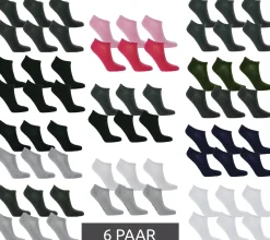 Strümpfe & Socken|Socken & Unterwäsche*TASTIQ 6 Paar Sneaker-Socken schlichte Baumwoll-Socken in Geschenkbox Sport-Socken Grau, Schwarz, Weiß, Blau, Grün oder Rosa