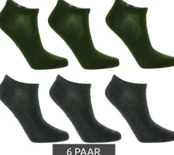 Strümpfe & Socken|Socken & Unterwäsche*TASTIQ 6 Paar Sneaker-Socken schlichte Baumwoll-Socken in Geschenkbox Sport-Socken Dunkelgrün/Dunkelgrau