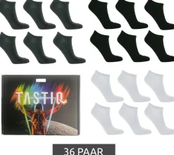 Strümpfe & Socken|Socken & Unterwäsche*TASTIQ 36 Paar Sneaker-Socken schlichte Baumwoll-Socken in Geschenkbox Sport-Socken Strümpfe Schwarz, Grau oder Weiß