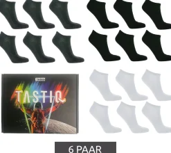 Strümpfe & Socken|Socken & Unterwäsche*TASTIQ 6 Paar Sneaker-Socken schlichte Baumwoll-Socken in Geschenkbox Sport-Socken Schwarz, Grau oder Weiß