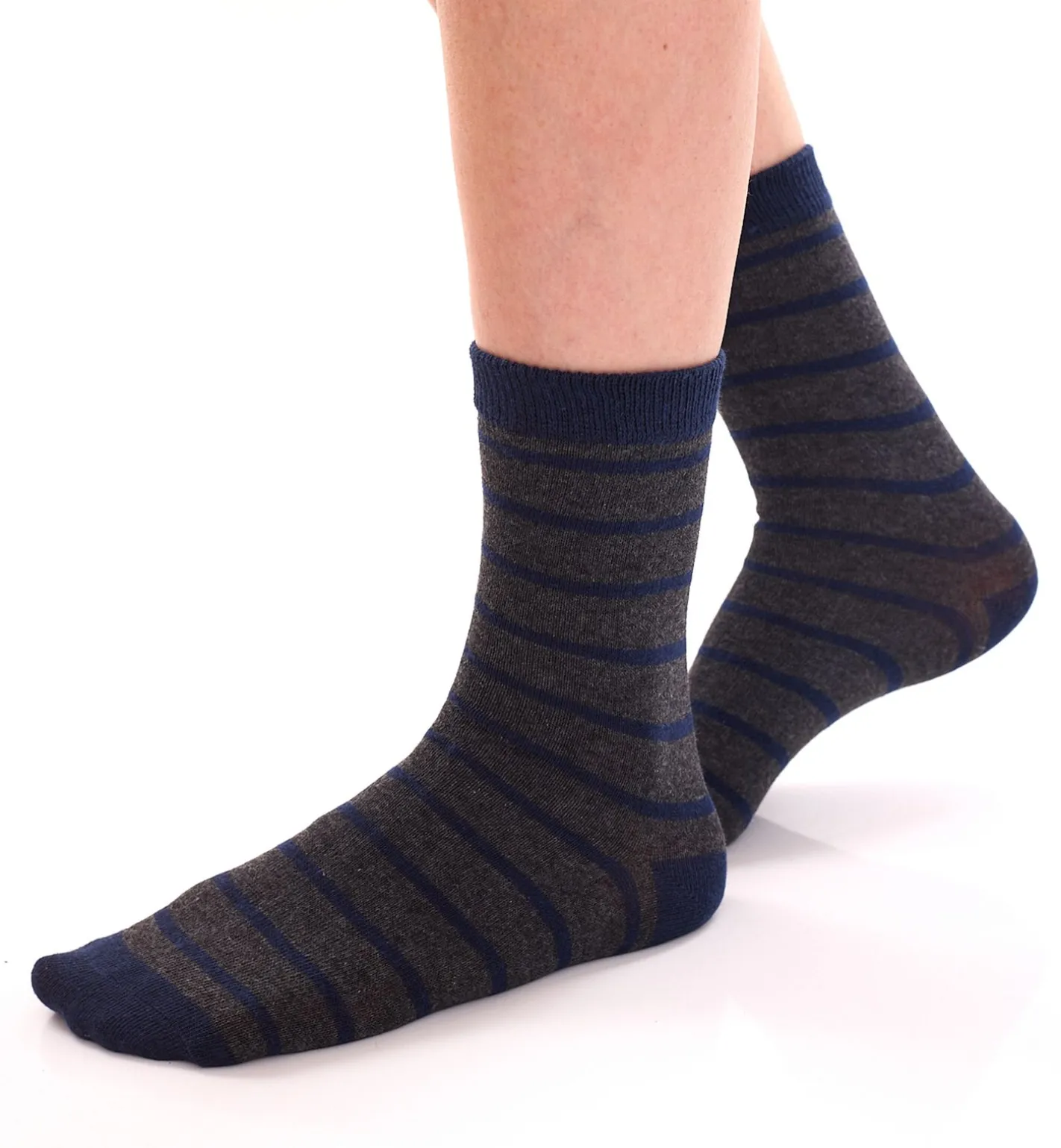 Strümpfe & Socken|Kinder-Unterwäsche*TRUE style 8 Paar Baumwoll-Strümpfe mit Komfortbund nachhaltige Business-Socken im Crew-Style verschiedene Muster Navy/Grau