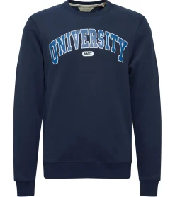 Pullover & Sweater*11 PROJECT Davin Herren Sweater mit UNIVERSITY Frontprint Baumwoll-Sweatshirt 20715943 194024 Dunkelblau