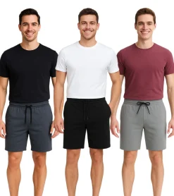 Große Größen|Shorts & Bermudas*11 PROJECT Palamo Herren Sweat-Bermuda Freizeit Bermuda im Chino-Style 20716141 in Dunkelgau-meliert, Grau oder Schwarz