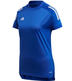 Sportoberbekleidung|Fitnessmode & Jogginghosen*adidas Condivo 20 Damen nachhaltiges Sport-Shirt mit Mesh-Einsätzen Trainings-Shirt mit AEROREADY Fitness-Shirt FJ7532 Blau/Weiß