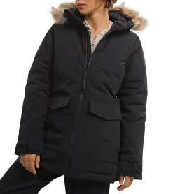 Mäntel & Jacken*adidas Damen Kapuzen-Parka mit abnehmbarem Pelz-Rand Winter-Jacke recycelt IJ8260 Schwarz
