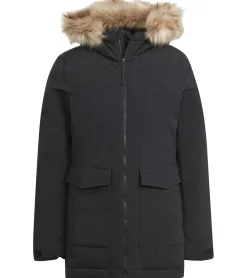 Mäntel & Jacken*adidas Damen Kapuzen-Parka mit abnehmbarem Pelz-Rand Winter-Jacke recycelt IJ8260 Schwarz