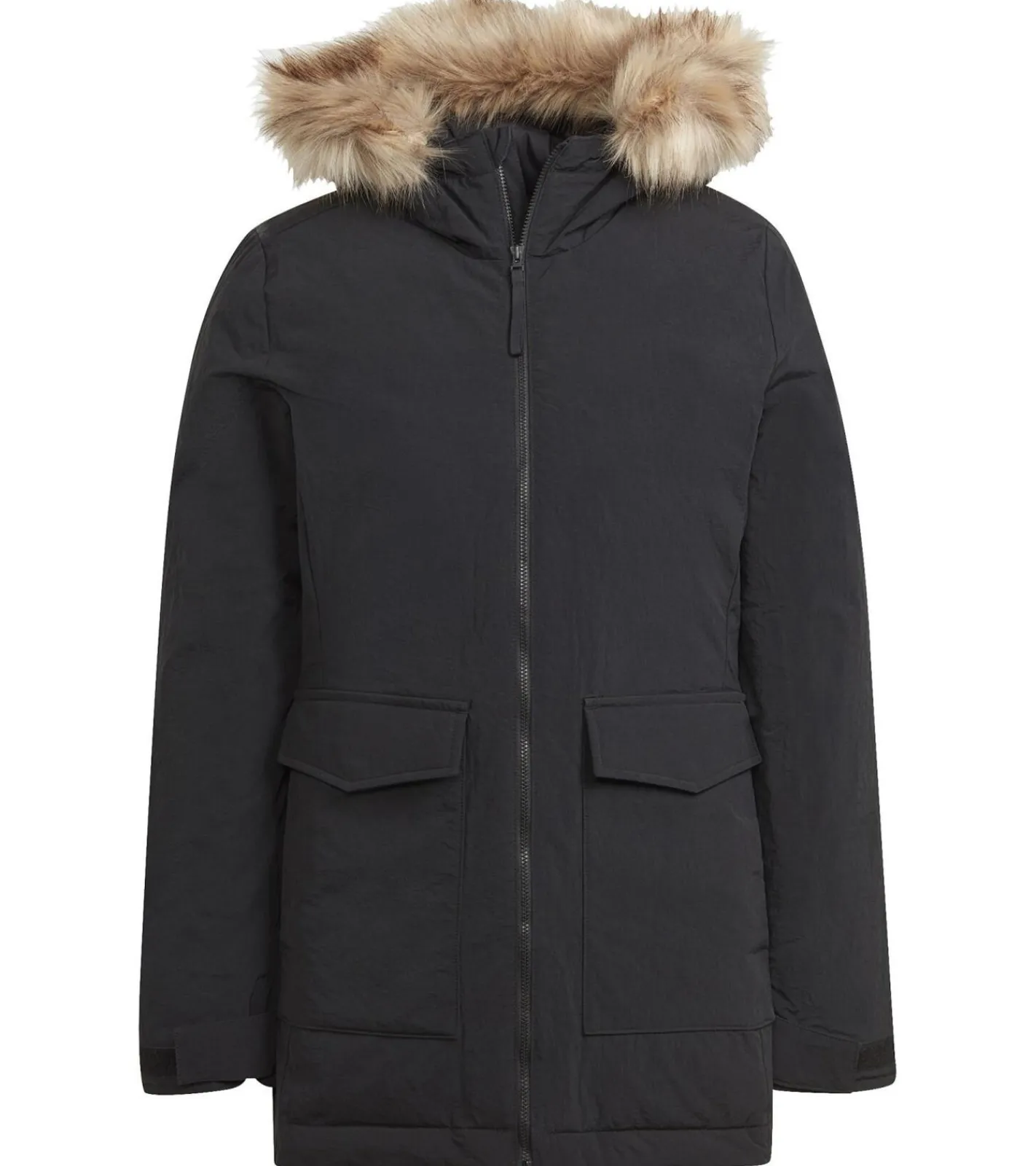 Mäntel & Jacken*adidas Damen Kapuzen-Parka mit abnehmbarem Pelz-Rand Winter-Jacke recycelt IJ8260 Schwarz