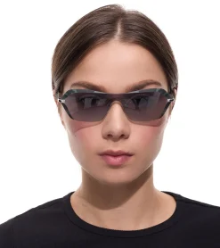 Sonnenbrillen*adidas Damen Sonnenbrille Strand-Brille mit rechteckigen Gläsern Filterkategorie 2 Urlaubs-Brille EW3512 Grau/Grün