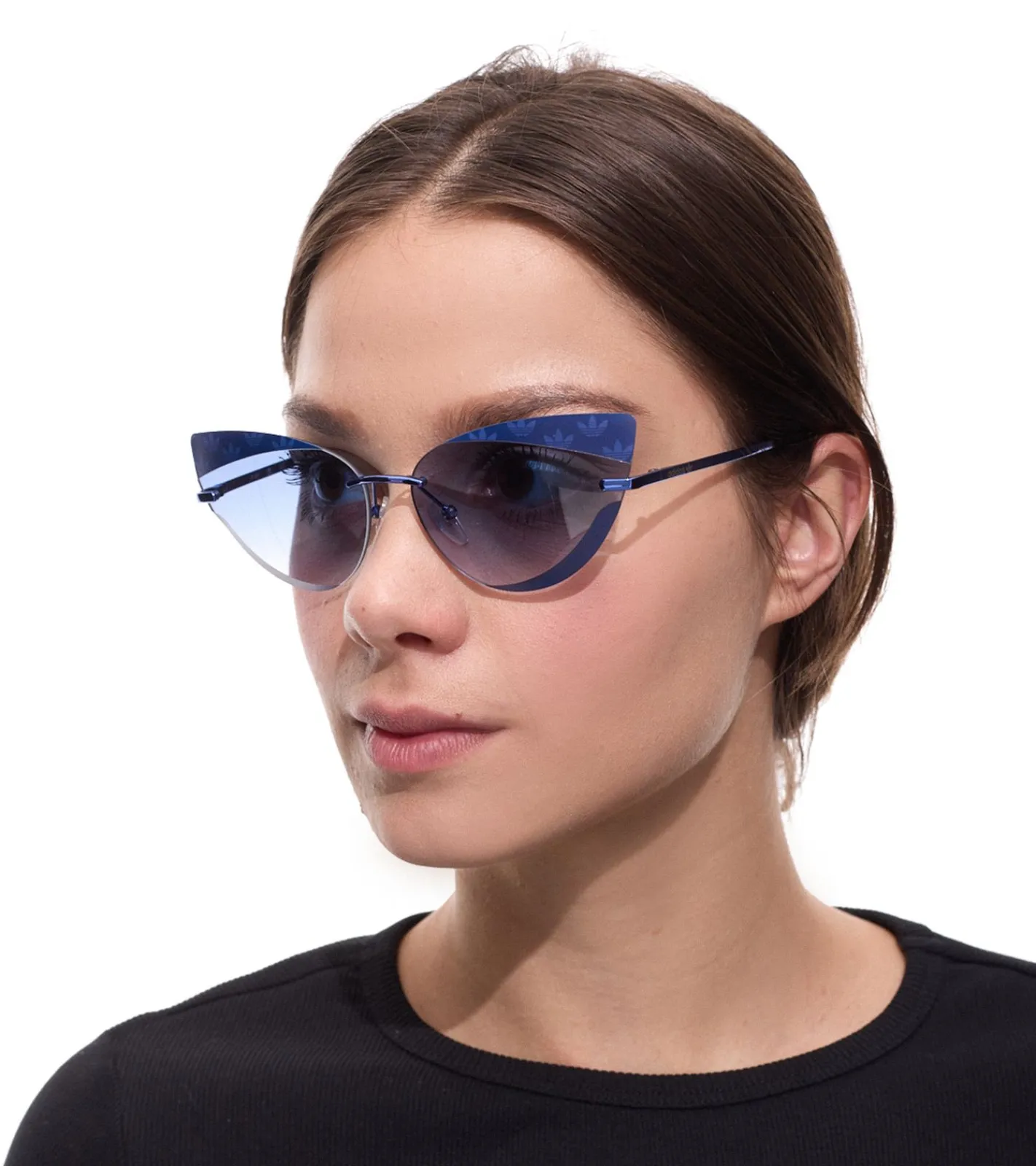 Sonnenbrillen*adidas Damen Sonnen-Brille randlose Katzenaugen-Brille Gradient-Gläser 100% UVA & UVB Schutz Freizeit-Brille EW3519 Blau