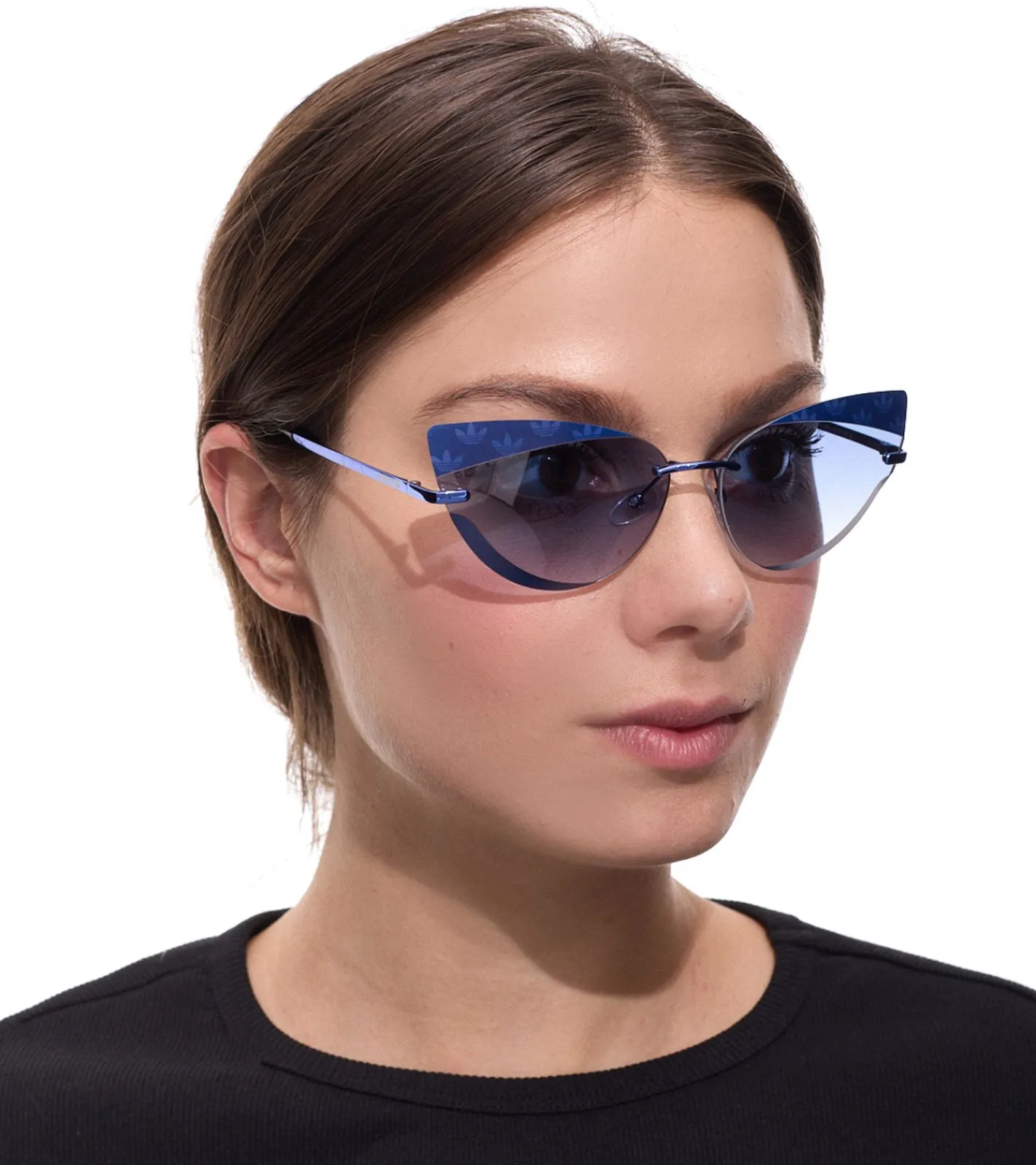 Sonnenbrillen*adidas Damen Sonnen-Brille randlose Katzenaugen-Brille Gradient-Gläser 100% UVA & UVB Schutz Freizeit-Brille EW3519 Blau