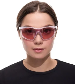Sonnenbrillen*adidas Damen Sport Sonnenbrille Radsport-Brille Rosa Gläser mit Verspiegelung verstellbare Nasenflügel Filterkategorie 1 Lauf-Brille EW3596 Rosa/Transparent
