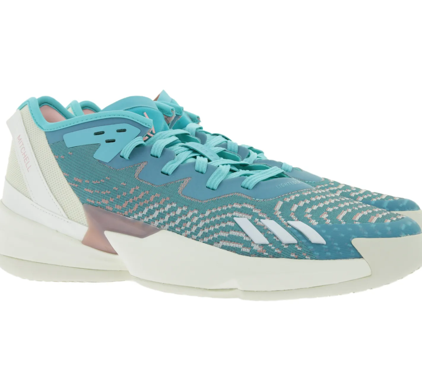 Hallenschuhe|Ballsport*adidas D.O.N. Issue 4 Basketball-Schuhe nachhaltige Donovan Mitchell Style Hallen-Schuhe mit Bounce Sohle HR0718 Türkis/Weiß/Blau