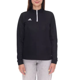 Sportoberbekleidung|Fitnessmode & Jogginghosen*adidas Entrada 22 Damen nachhaltiger Sport-Pullover Trainings-Shirt mit AEROREADY Technologie Troyer-Pullover Langarm-Shirt Rot, Schwarz oder Dunkelblau