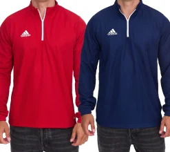 Sportoberbekleidung|Jogginghosen & Fitnessmode*adidas Entrada 22 Halfzip Herren Trainings-Pullover nachhaltiges Sport-Shirt mit AEROREADY Technologie Rot oder Dunkelblau