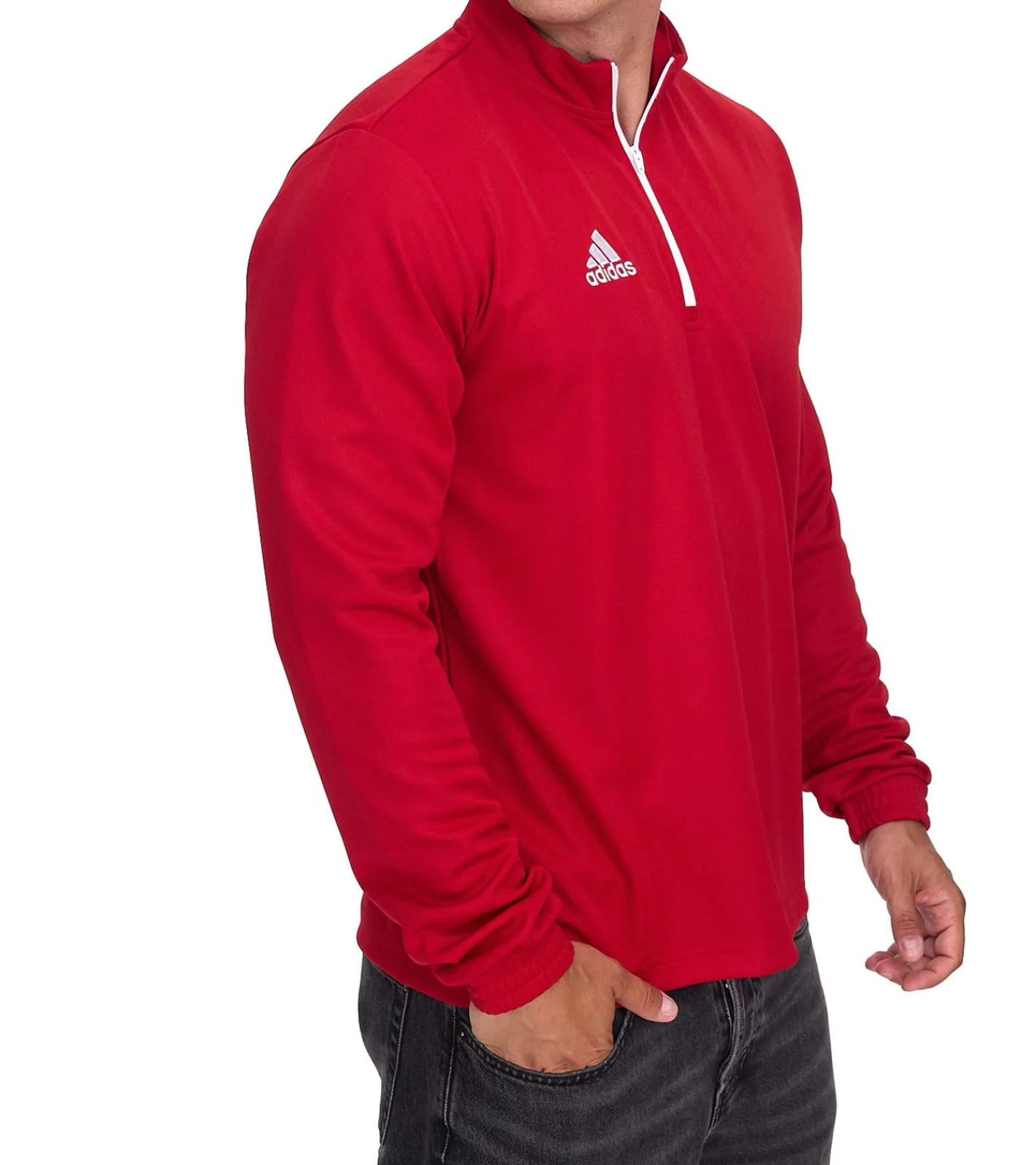 Sportoberbekleidung|Jogginghosen & Fitnessmode*adidas Entrada 22 Halfzip Herren Trainings-Pullover nachhaltiges Sport-Shirt mit AEROREADY Technologie Rot oder Dunkelblau