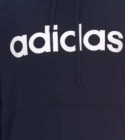 Pullover & Sweater|Sportoberbekleidung*adidas Essentials French Terry Linear Logo Hoodie nachhaltiger Herren Sweater mit Kängurutasche GK9066 Blau