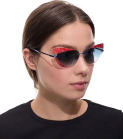 Sonnenbrillen*adidas Sonnen-Brille Damen mit blauen Gläsern und roten Bügeln UVA & UVB Schutz Freizeit-Brille EW3517 Rot