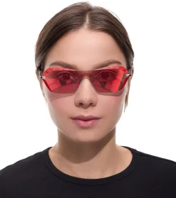Sonnenbrillen*adidas Sonnen-Brille Damen mit roten Gläsern und roten Bügeln UVA & UVB Schutz Freizeit-Brille OR0015 0068U Rot