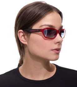 Sonnenbrillen*adidas Sonnenbrille für Damen und Herren Rechteckige-Brille Gradient-Brille mit Verspiegelung UVA&UVB Schutz Rot, Schwarz oder Türkis