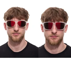 Sonnenbrillen*adidas Sport Herren Sonnen-Brille mit rot/orangenen Gläsern und transparenten Bügeln Lauf-Brille EW36 Transparent
