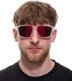 Sonnenbrillen*adidas Sport Herren Sonnen-Brille mit rot/orangenen Gläsern und transparenten Bügeln Lauf-Brille SP0008 6126G Transparent