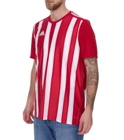 T-Shirts & Tank Tops|Sportoberbekleidung*adidas Striped 21 Herren Sport-Shirt nachhaltiges Trainings-Shirt mit AEROREADY-Technologie gestreiftes Fitness-Oberteil GN7624 Rot/Weiß