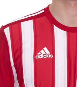 T-Shirts & Tank Tops|Sportoberbekleidung*adidas Striped 21 Herren Sport-Shirt nachhaltiges Trainings-Shirt mit AEROREADY-Technologie gestreiftes Fitness-Oberteil GN7624 Rot/Weiß