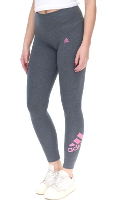 Sportunterbekleidung|Fitnessmode & Jogginghosen*adidas Tight Tig Damen Sport-Leggings mit auffälligen Kontrast-Marken-Details Fitness-Hose HS5285 Grau/Pink