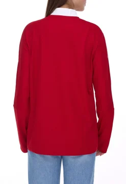 Sportoberbekleidung|Fitnessmode & Jogginghosen*adidas Tiro21 Damen nachhaltiger Troyer-Pullover mit Logo Alltags-Pullover mit AEROREADY-Technologie GM7317 Rot